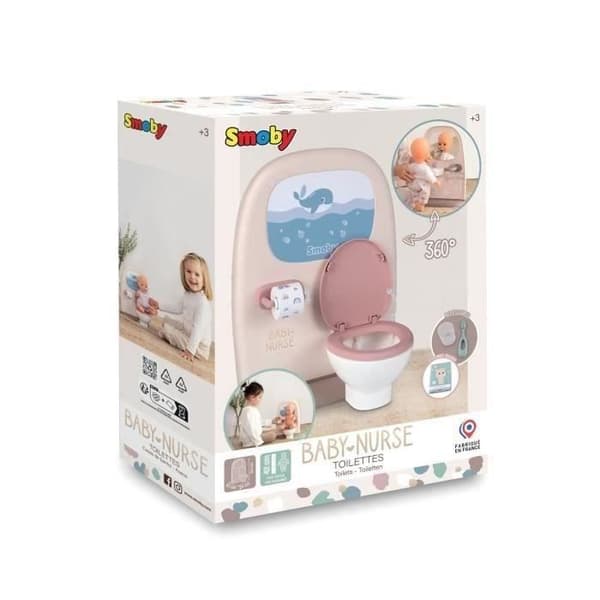 Barnleksak - Smoby - Baby Nurse - Handfat och toalett - Kakeleffekt - Tillbehör ingår