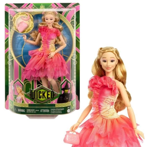 Mattel-Wicked-Glinda-nukke irrotettavilla asusteilla ja vaatteilla - Disney - HXT63