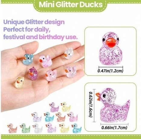 Uusi 100 kpl mini ducks with glitter pieniä valaisevia ankkoja lasikoristeen kanssa, realistinen muoto, kestävä hartsi,