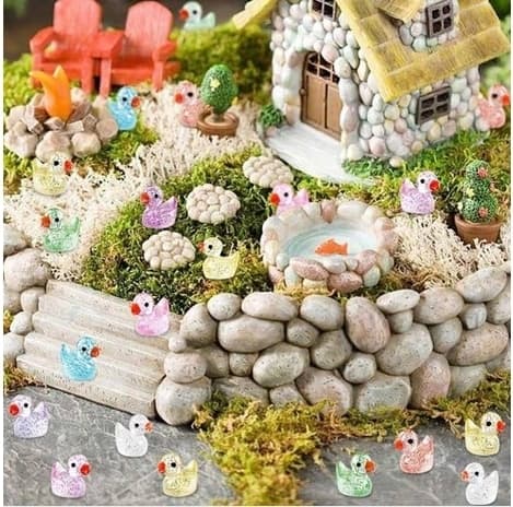 Uusi 100 kpl mini ducks with glitter pieniä valaisevia ankkoja lasikoristeen kanssa, realistinen muoto, kestävä hartsi,