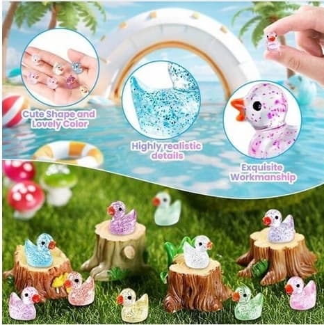 Uusi 100 kpl mini ducks with glitter pieniä valaisevia ankkoja lasikoristeen kanssa, realistinen muoto, kestävä hartsi,