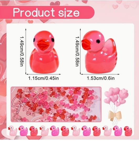Uusi 100 kpl mini ducks pink style ankkoja lasikoristeen kanssa, realistinen muoto, kestävä hartsi,