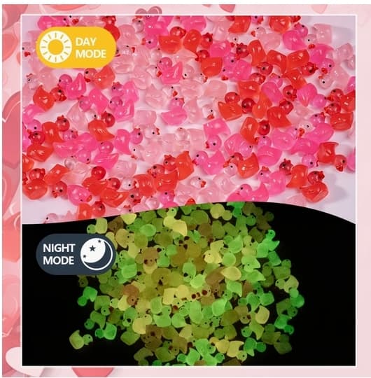 Nytt 100 stk. små ender pink style, dekorasjonssett, realistisk form, slitesterk harpiks, søte ender til jul, bursdagsfest, barnedag