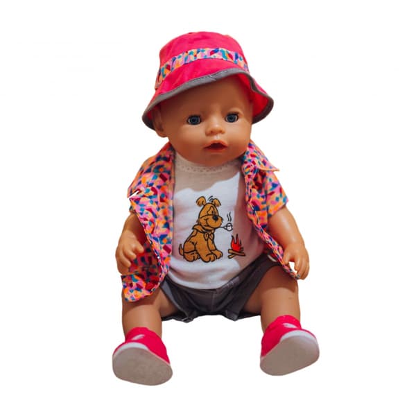 WOOPIE ROYAL Färgglada Dockkläder Hundjacka med Keps 43–46 cm