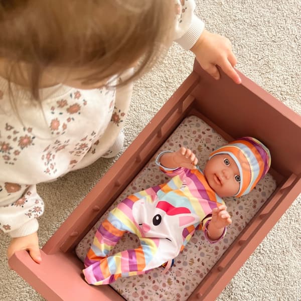 WOOPIE ROYAL Dockkläderset – Sparkdräkt, Bodysuit, Enhörningsmössa (43–46 cm)