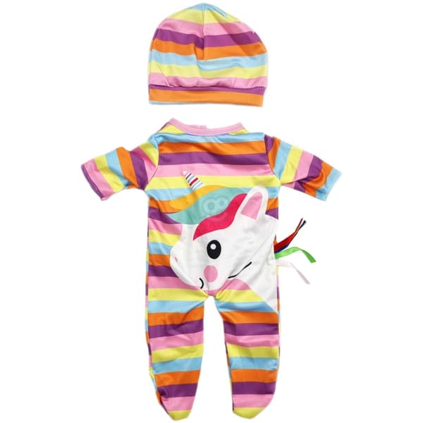 WOOPIE ROYAL Dockkläderset – Sparkdräkt, Bodysuit, Enhörningsmössa (43–46 cm)
