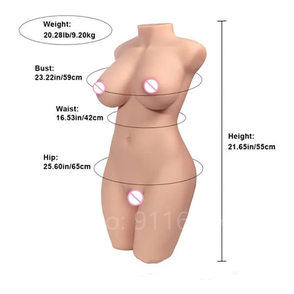 Realistisk Halvkroppstorso, Mjuk Medicinsk Silikon, 9,20 kg Vikt,9KG-55CM