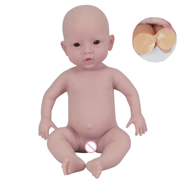 Silikone Reborn Baby Dukke, 47 cm Højde, Realistiske Åbne Øjne,47 cm Pige, Nude Farve 2