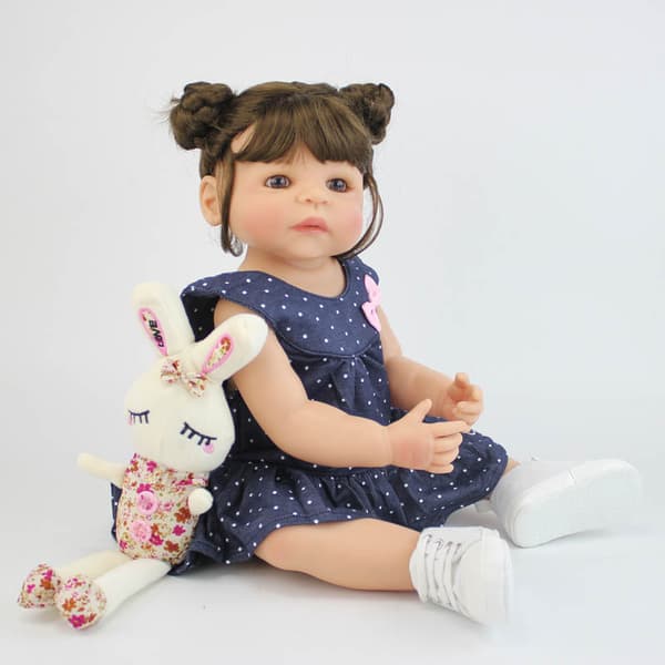 BZDOLL Livliknande Återfödd Baby Docka, Full Silikon Vinyl, Vattentät Kropp,bruna ögon