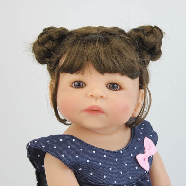 BZDOLL Livliknande Återfödd Baby Docka, Full Silikon Vinyl, Vattentät Kropp,bruna ögon