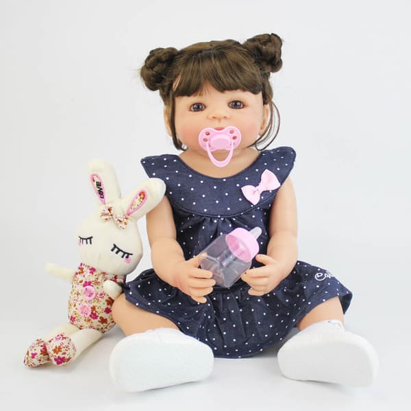 BZDOLL Livliknande Återfödd Baby Docka, Full Silikon Vinyl, Vattentät Kropp,bruna ögon