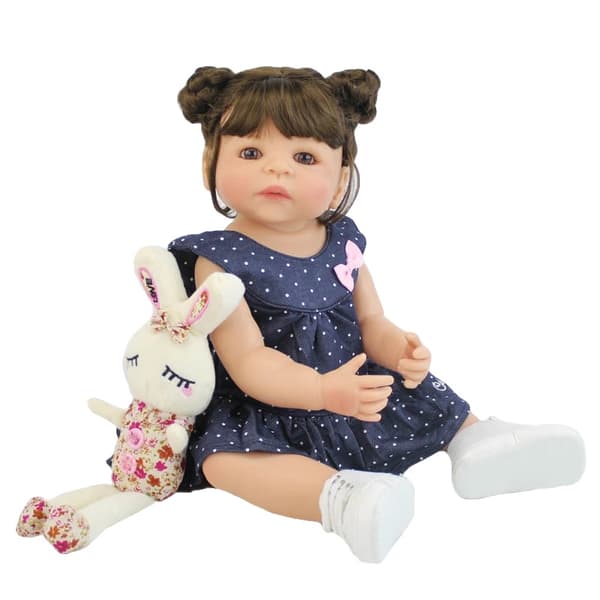 BZDOLL Livliknande Återfödd Baby Docka, Full Silikon Vinyl, Vattentät Kropp,bruna ögon