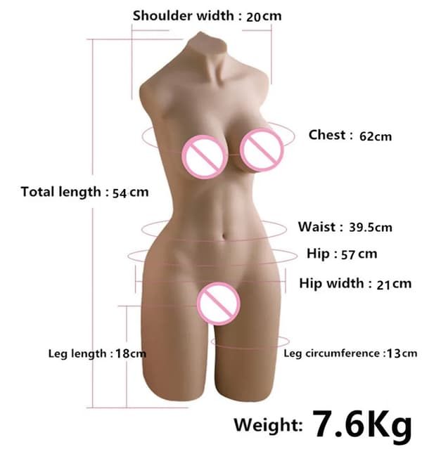 Miesten masturbaattorit, 3D-realistinen muotoilu, pehmeä rintatoiminto, 7,6 kg seksinukke