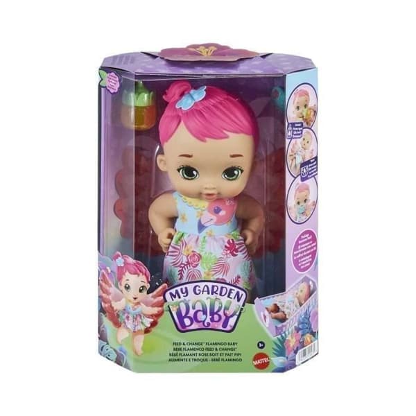 My Garden Baby - Baby Flamingo Drikkevarer og Tisser - Dukke 30 cm HPD12