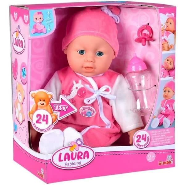 Simba - Laura Talende Dukke - 38cm - Blød Krop - 24 Lyde - Batterier Inkluderer