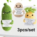 Miniatyrbild 1 av 8: OBOSOE Positiv Potatis Tykla Doll,Emotionellt Stöd Tykla Gåva,3PCS Stöd Grönsaker och frukt Stickade dockor med positivt kort