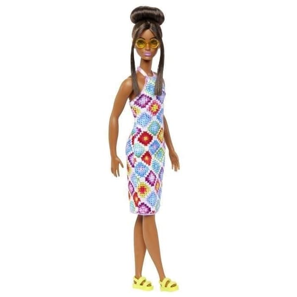 Barbie Fashionistas 210 med bulle och virkad klänning utan rygg - Modedocka -BARBIE - HJT07 - BARBIE FASHION DOLL