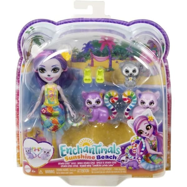 Enchantimals Sunshine Beach-Lorinda Lemur Family-Box HRX86