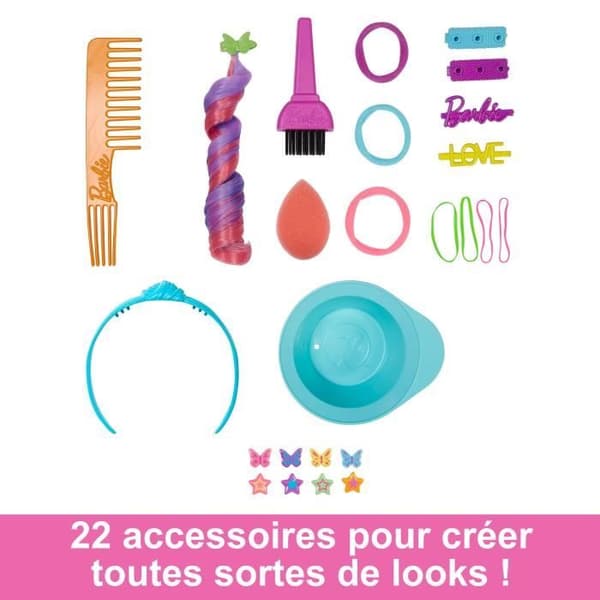 Barbie®-Ultra hårstylinghuvud Brun lockigt regnbåge Höjdpunkter HMD79