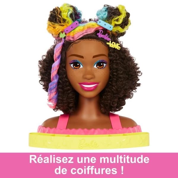 Barbie®-Ultra hårstylinghuvud Brun lockigt regnbåge Höjdpunkter HMD79
