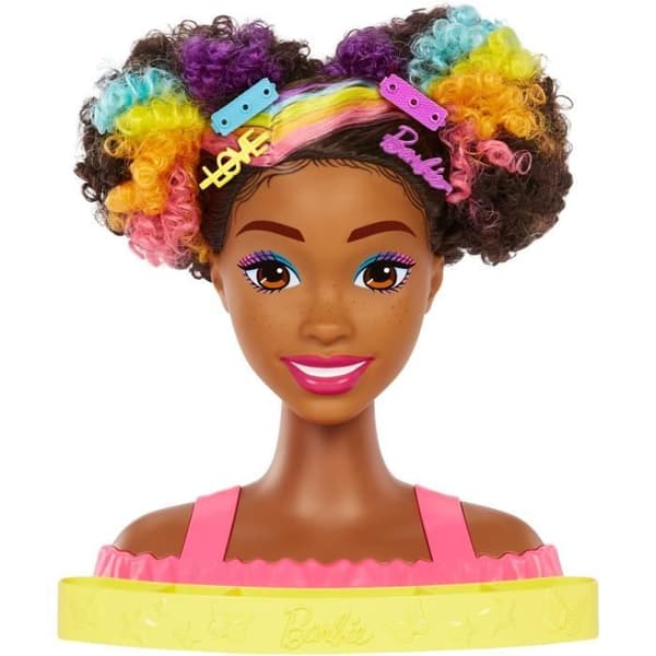 Barbie®-Ultra hårstylinghuvud Brun lockigt regnbåge Höjdpunkter HMD79