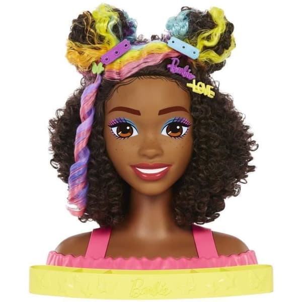 Barbie®-Ultra hårstylinghuvud Brun lockigt regnbåge Höjdpunkter HMD79