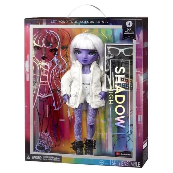 Rainbow High S3 Shadow High - 27 cm Dia Mante Doll (lila) - 1 outfit + tillbehör och dockställ