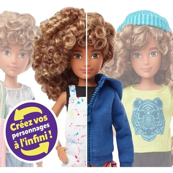 Anpassningsbar docka med lockigt blont hår - Creatable World - 30 cm - MATTEL