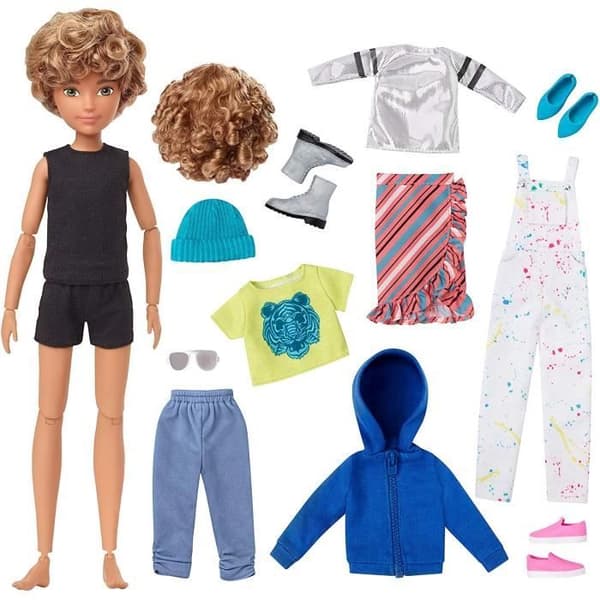 Anpassningsbar docka med lockigt blont hår - Creatable World - 30 cm - MATTEL