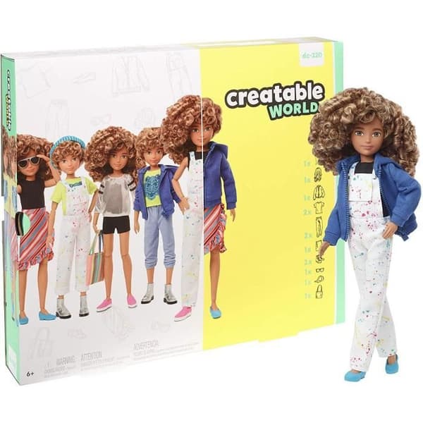 Anpassningsbar docka med lockigt blont hår - Creatable World - 30 cm - MATTEL