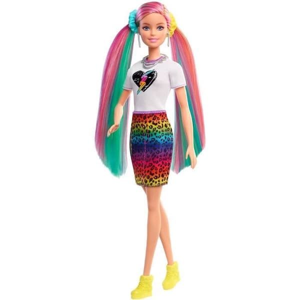 Barbie Doll - Mattel - GRN81 - Regnbåghår - Färgbyte - 16 tillbehör ingår