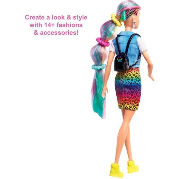 Barbie Doll - Mattel - GRN81 - Regnbåghår - Färgbyte - 16 tillbehör ingår