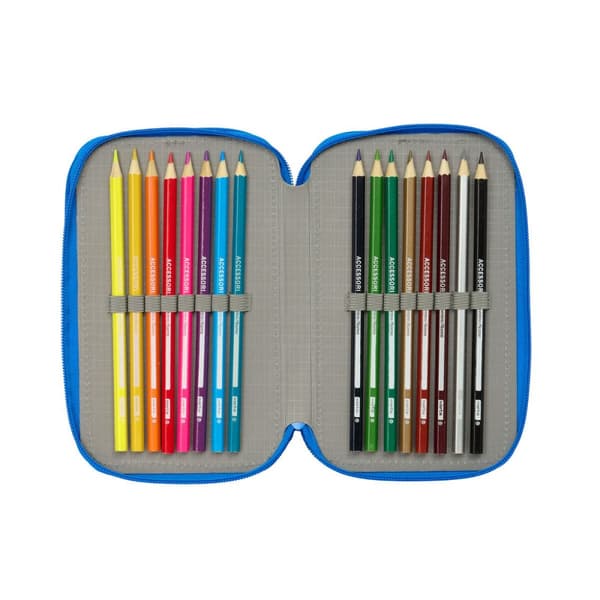 Trippel pennfodral Batman Blå 12,5 x 19,5 x 5,5 cm 37 Delar
