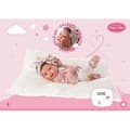 Miniatyrbild 1 av 2: Pipa Newborn Doll - Vinyl - Svart hår och bruna ögon - Rosa - 42 cm