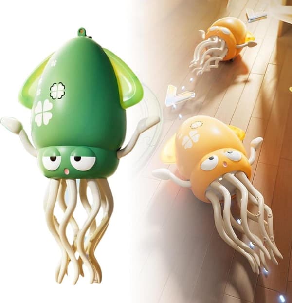 OBOSOE Electric Crawling Octopus Toy - Dancing Octopus Toy med ledlampor och musik, rolig kreativ 8-ben actionrörelse, USB-laddningsbar