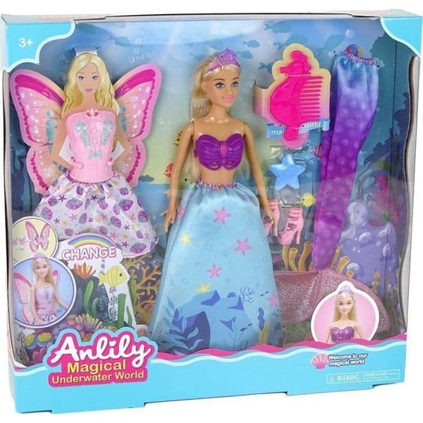 Puppa Leantoys Docka Anlily, sjöjungfru, fe, prinsessa, marin värld