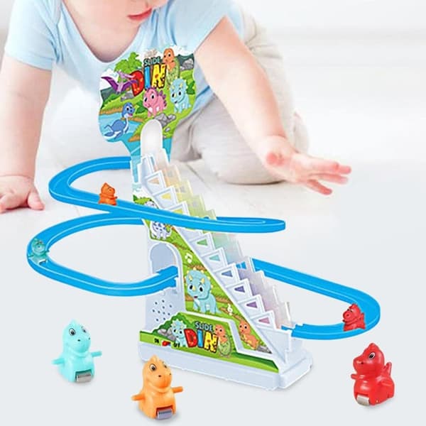 OBOSOE 3/9/12pcs Dinosaur racing spår med musik, spår slide leksak, flexibel spår spel, berg- och dalbanen leksak, gåvor för pojkar och flickor