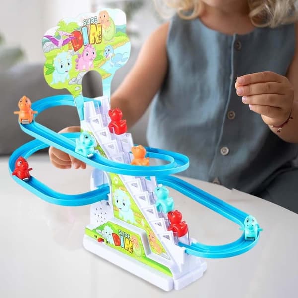 OBOSOE 3/9/12pcs Dinosaur racing spår med musik, spår slide leksak, flexibel spår spel, berg- och dalbanen leksak, gåvor för pojkar och flickor