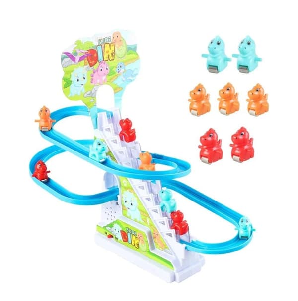 OBOSOE 3/9/12pcs Dinosaur racing spår med musik, spår slide leksak, flexibel spår spel, berg- och dalbanen leksak, gåvor för pojkar och flickor 9pcs dinosaurs