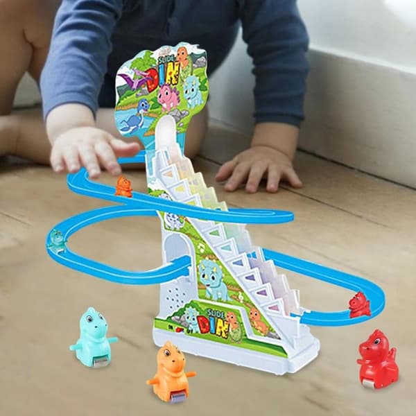 OBOSOE 3/9/12pcs Dinosaur racing spår med musik, spår slide leksak, flexibel spår spel, berg- och dalbanen leksak, gåvor för pojkar och flickor