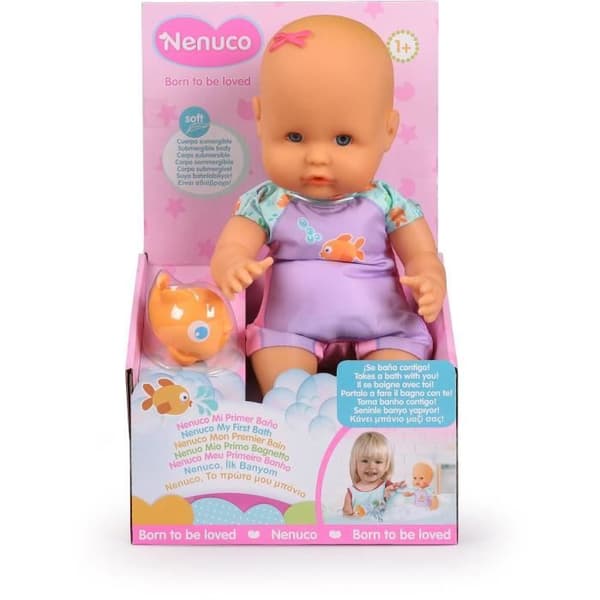 Babydocka och hennes fisk - GPTOYS - NENUCO - Mitt första bad - NFN88 - 35 cm - Från 10 månader