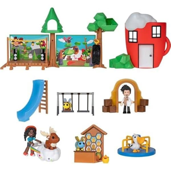 REI TOYS Adopt Me, Puppies to Love Coffee Shop Lekset med 2 valpar och 1 minidocka