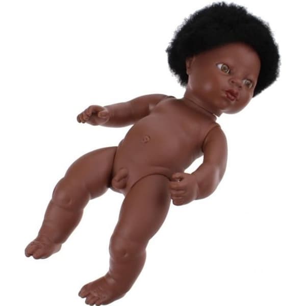 Berjuan African Newborn Doll 38cm Pojke utan kläder - Brun