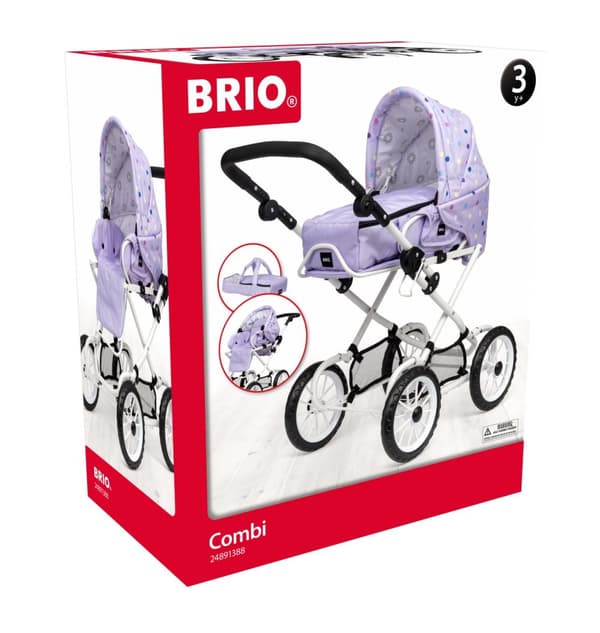 BRIO Combi Doll Pram Lavender with dots