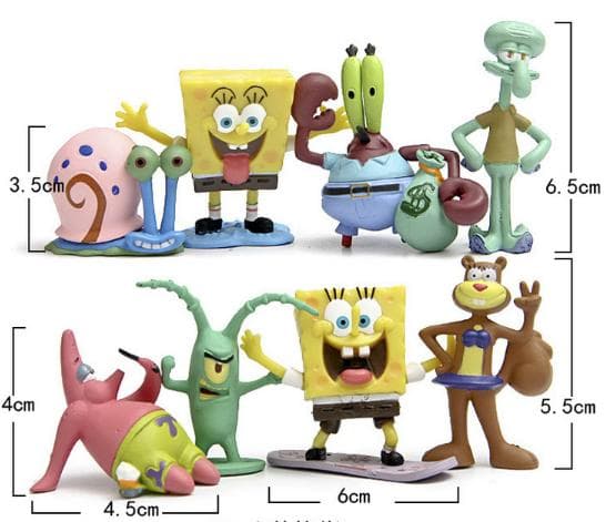 8 Pack SvampBob Fyrkant Figurer Spongebob Squarepants julklappar