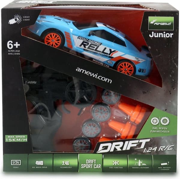 Amewi Drift radiostyret model Sportsvogn Elmotor 1:24
