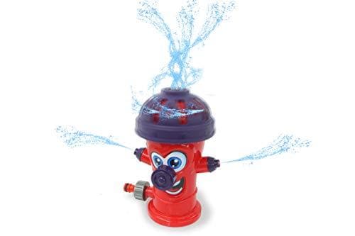 JAMARA 460622 Mc Fizz Water Sprinkler Hydrant Happy, Hydrant Spray roterer og sprøjter vand, Hurtig installation, Tilsluttes til standard slangesystem