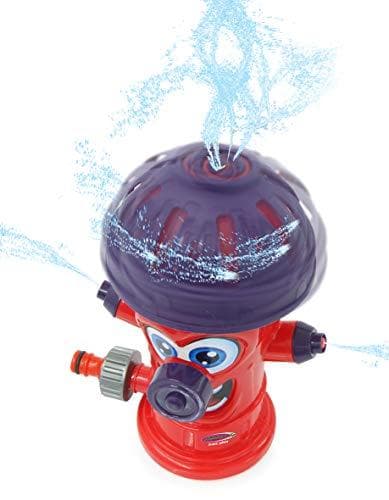 JAMARA 460622 Mc Fizz Water Sprinkler Hydrant Happy, Hydrant Spray roterer og sprøjter vand, Hurtig installation, Tilsluttes til standard slangesystem