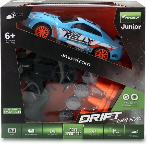 Amewi Drift radiostyrd modell Sportbil Elmotor 1:24
