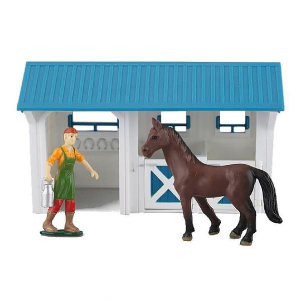 Hollandsk gårdhestestald med figur og hest